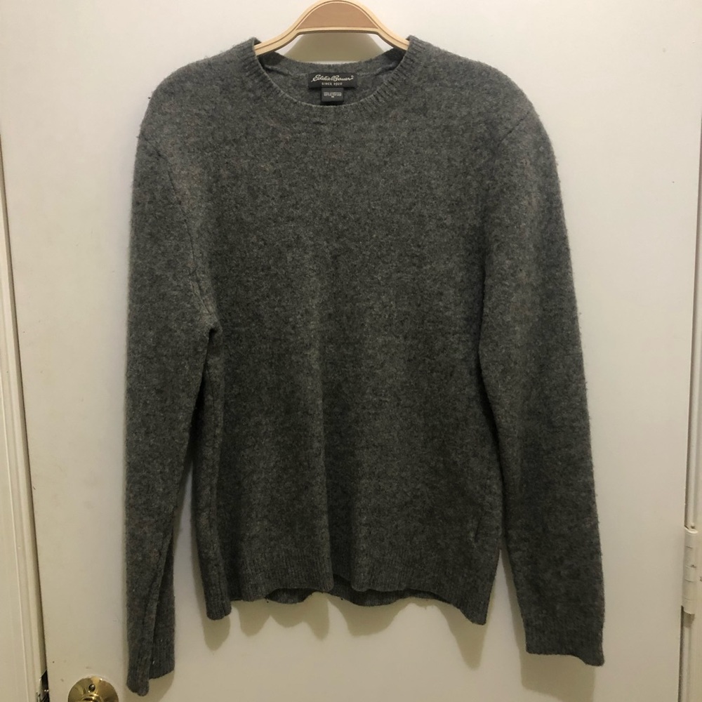 Eddie Bauer lambs wool sweater, mens medium, gray